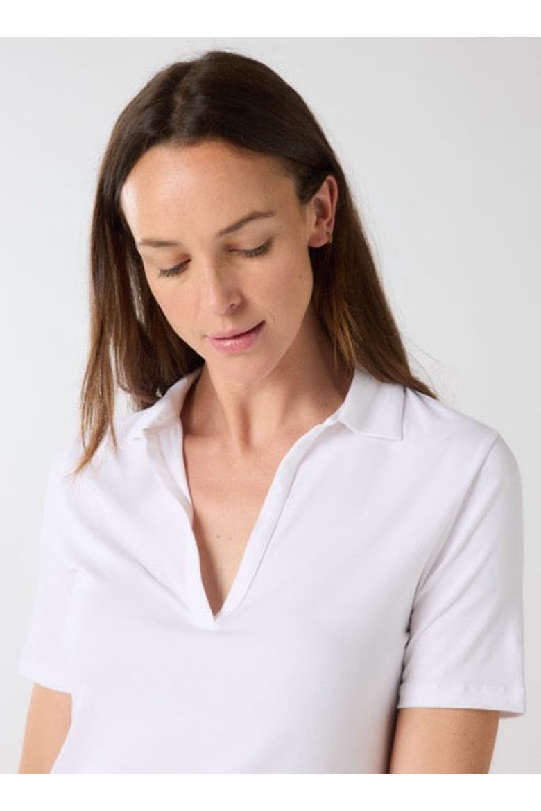 Soft Touch Short Sleeve V-Neck Polo, Alternate, color, BLANC