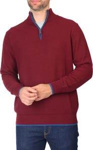 TailorByrd Waffle Knit Quarter Zip Sweater