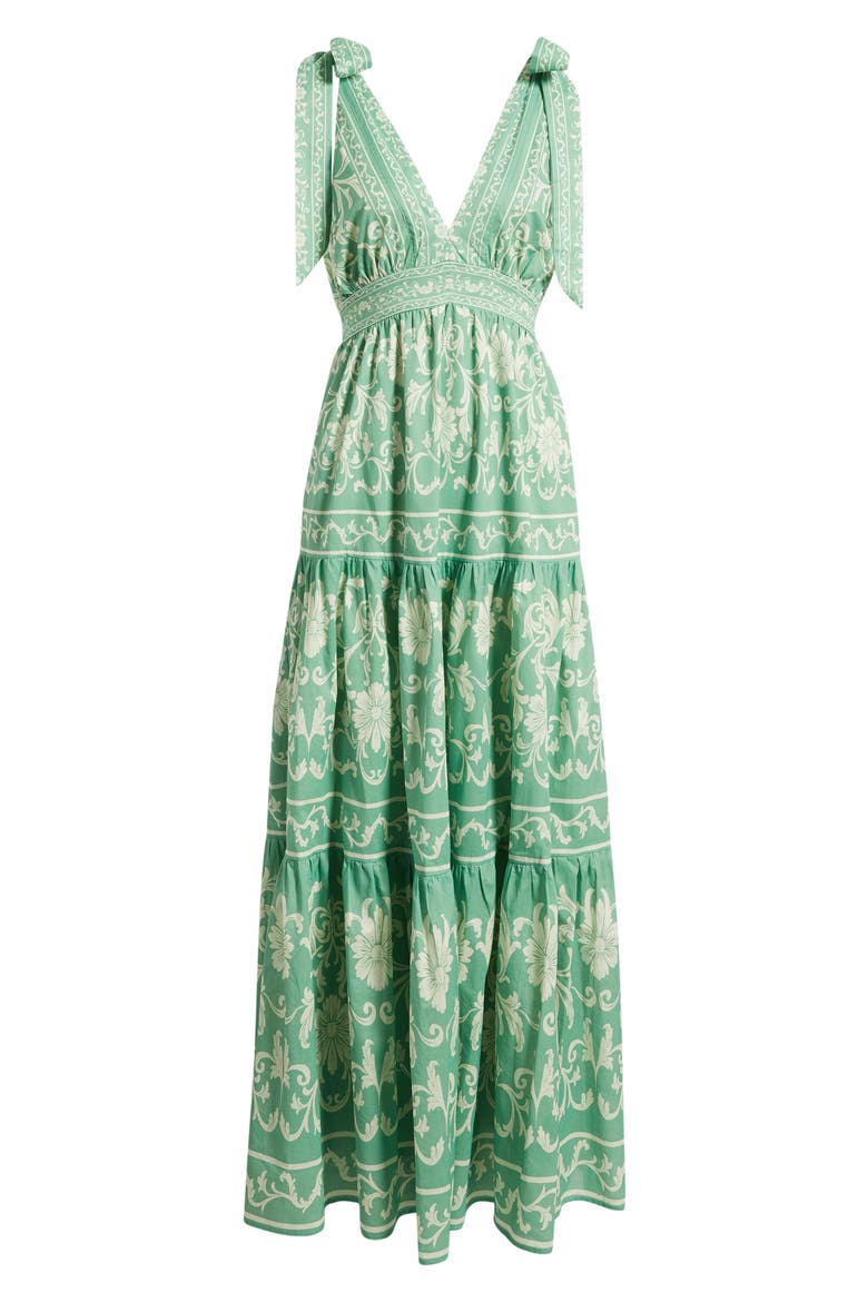 Print Cotton Maxi Dress, Alternate, color, SAGE