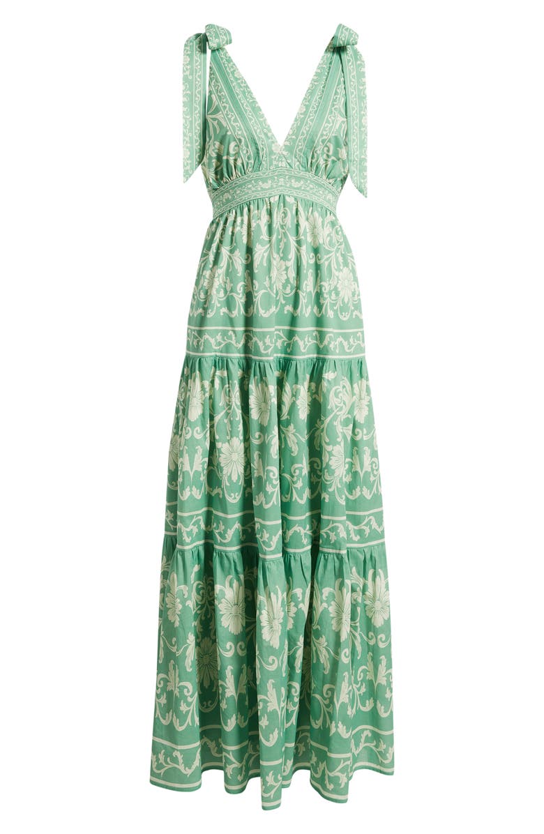 FLYING TOMATO Print Cotton Maxi Dress, Alternate, color, Sage