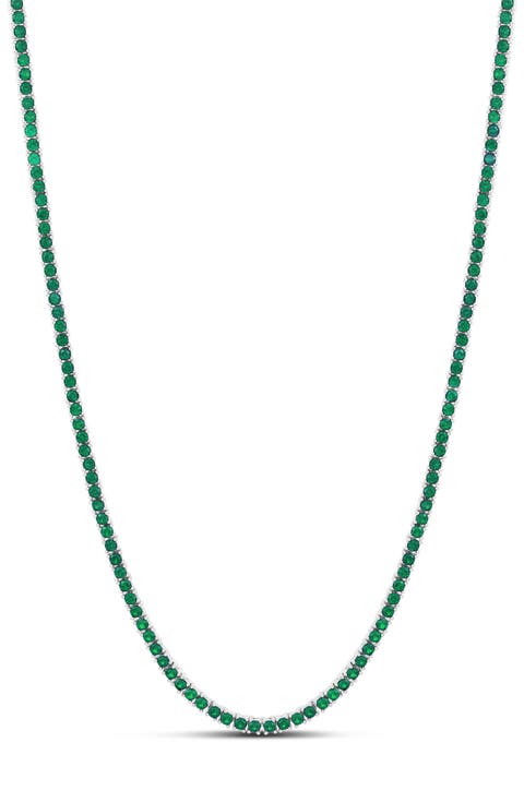 Emerald 2mm Tennis Necklace