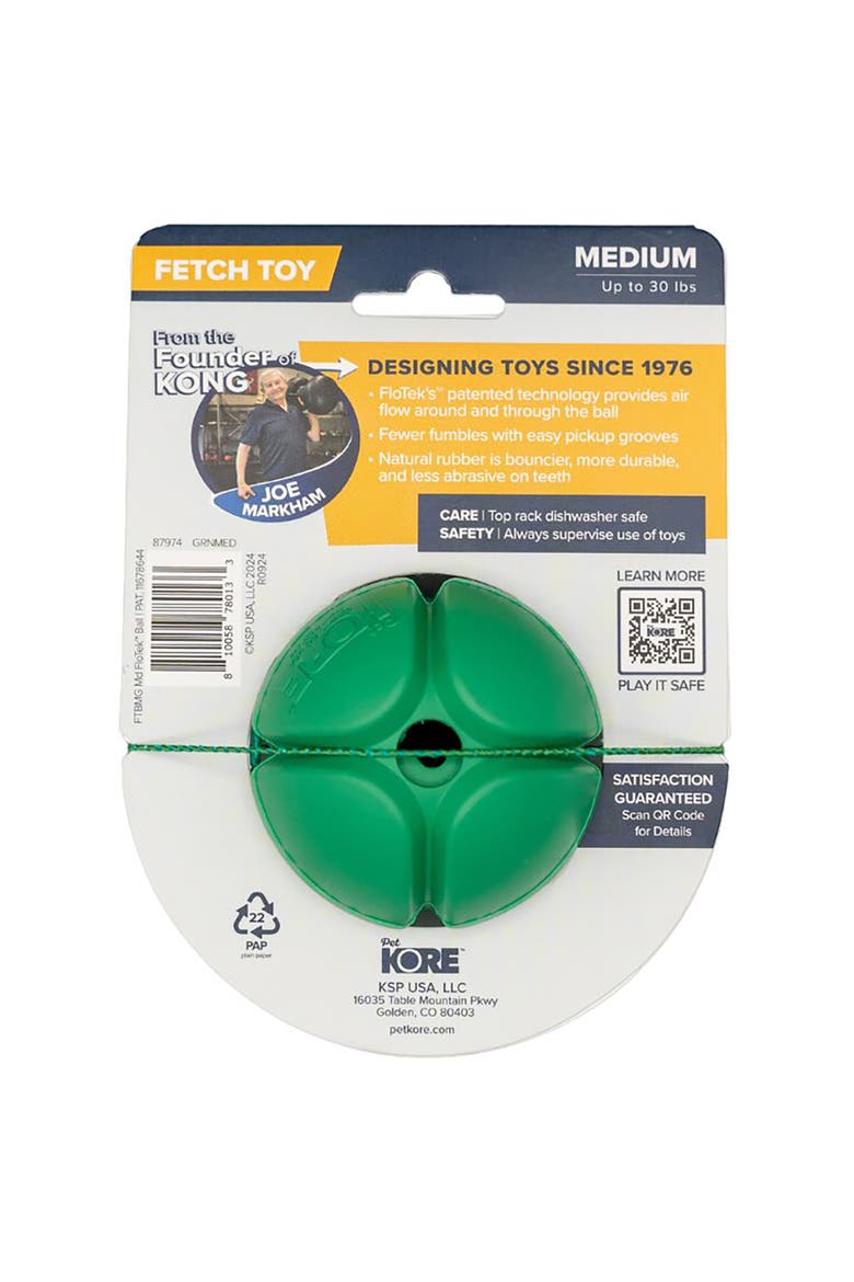 FloTex Ball, Medium, 2.5 Inch, Green, Dog Toy, Alternate, color, Green