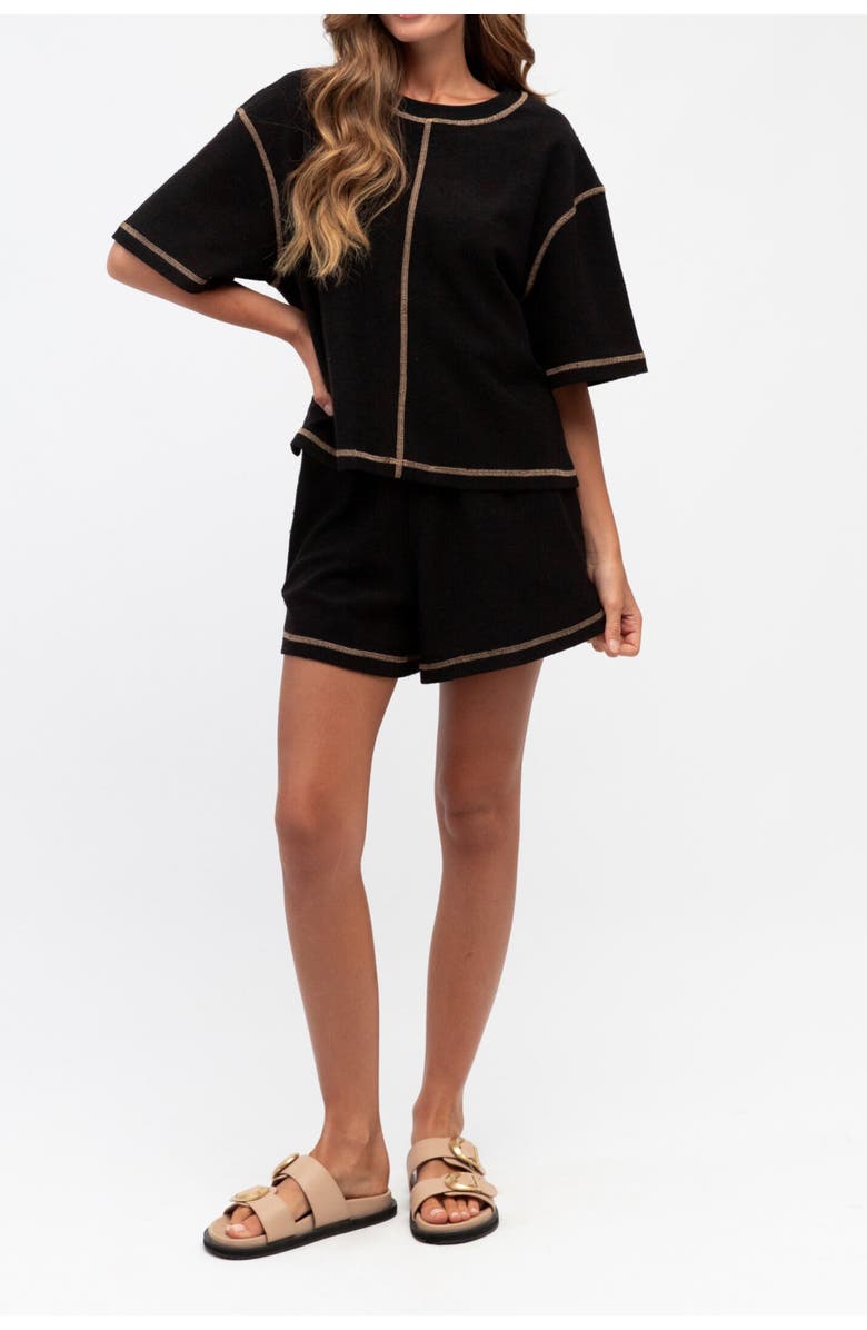 Label of Love Stitched Up T-Shirt  & Short Set, Alternate, color, Black