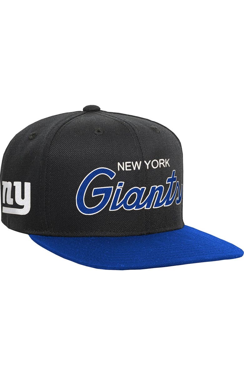 Mitchell & Ness Youth Mitchell & Ness Black/Royal New York Giants Team Script Snapback Hat, Main, color, Black