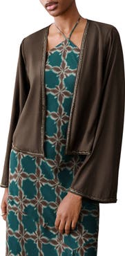 MANGO TEEN Bead Detail Open Front Jacket