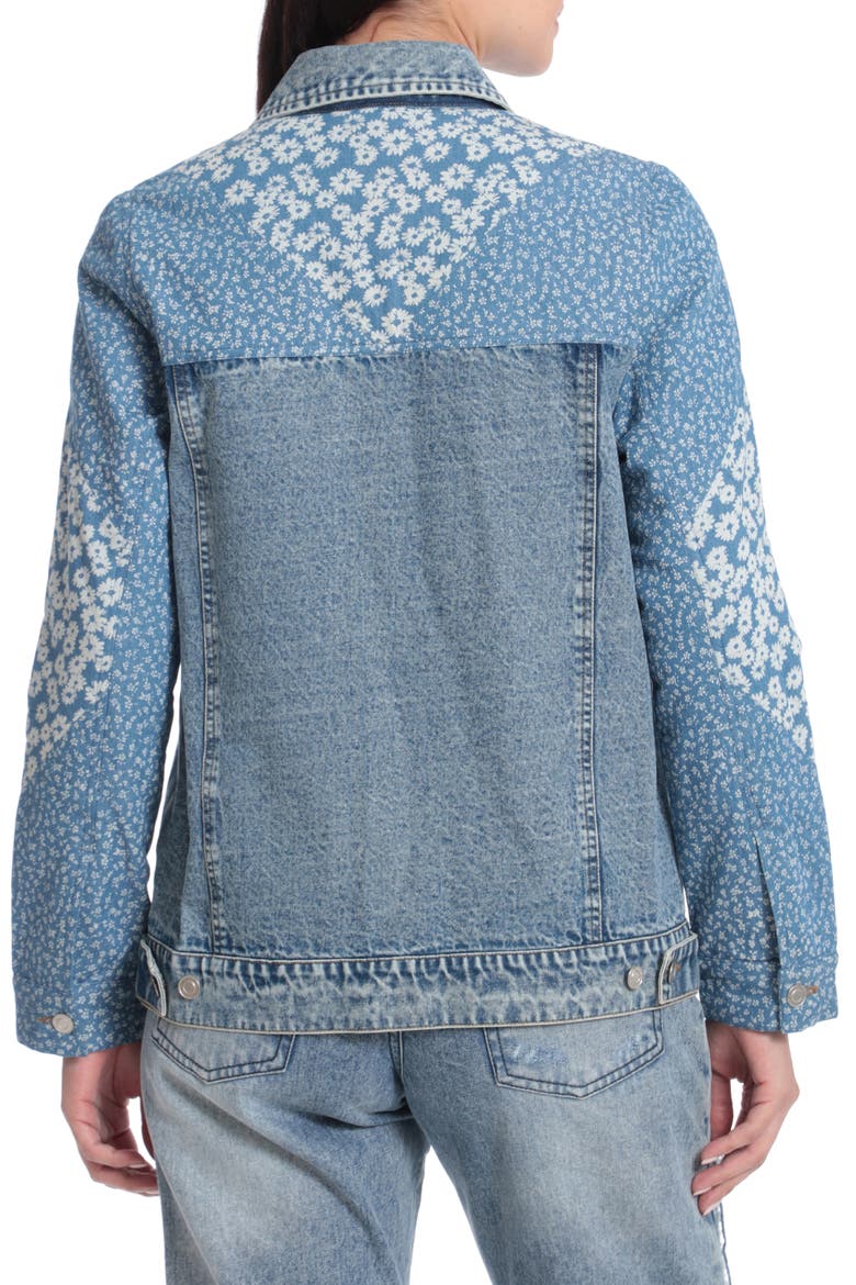 Denim Combo Trucker Jacket, Alternate, color, LIGHT BLUE-INDIGO FLORAL
