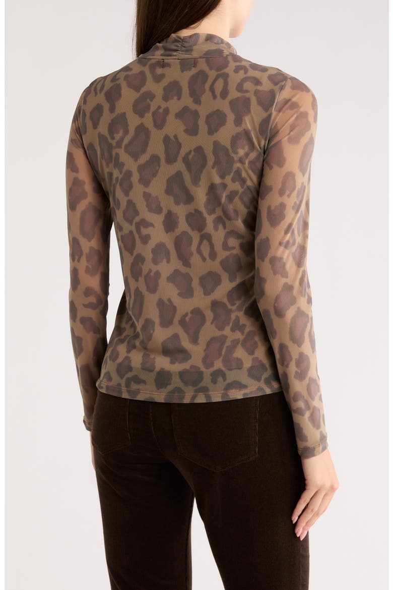 Everyday Mock Neck Long Sleeve Mesh Top, Alternate, color, BRONZED FELINE