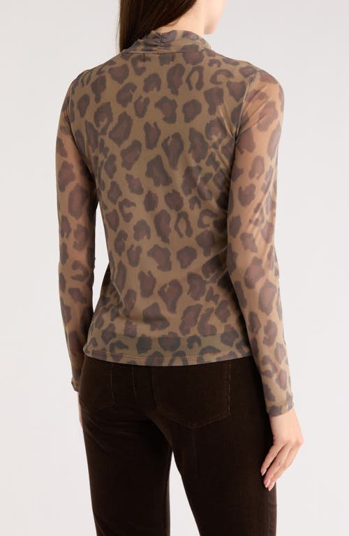 Sanctuary Everyday Mock Neck Long Sleeve Mesh Top In Brown