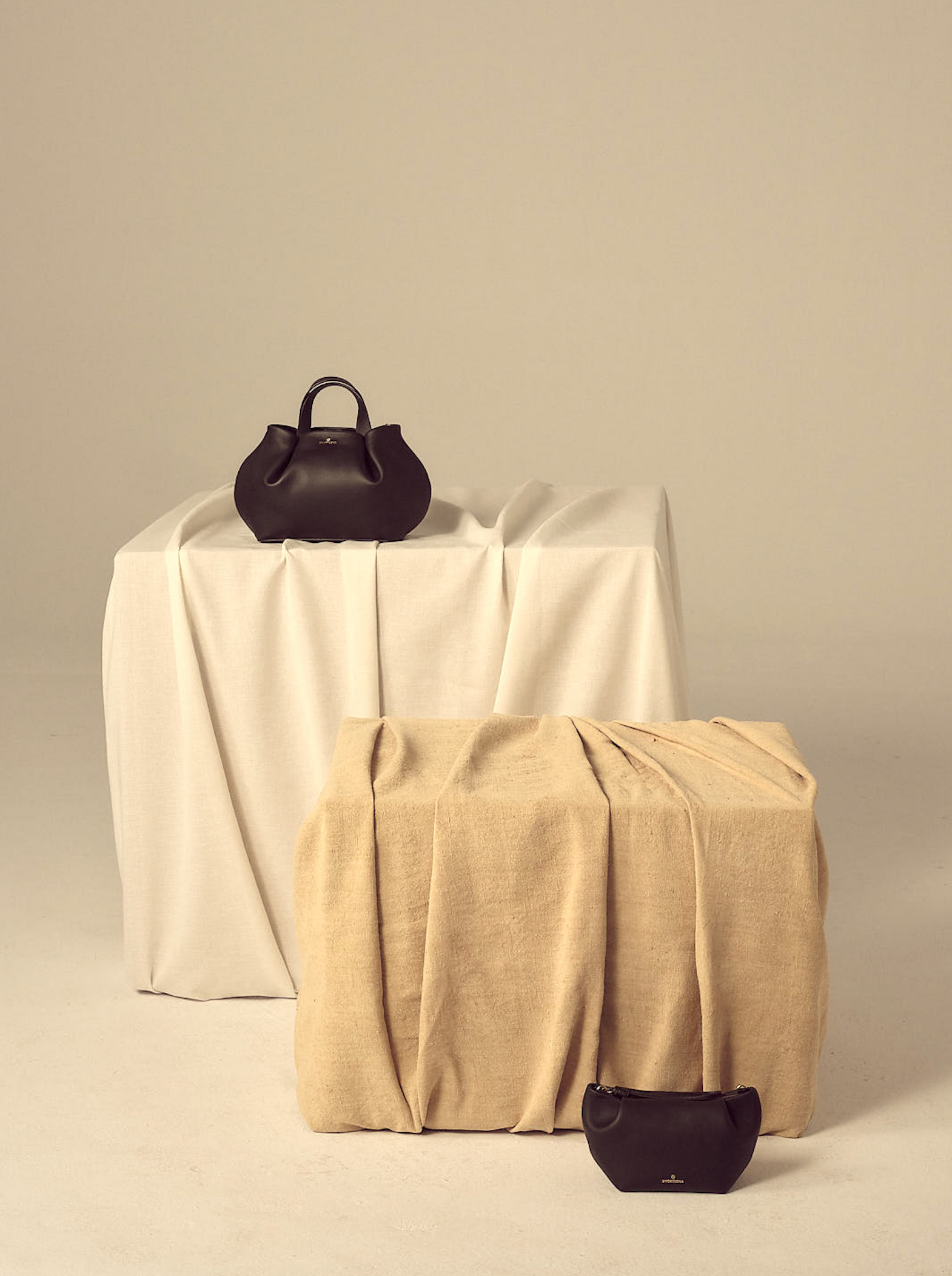 LA PORTEGNA Martita Small Leather Clutch Bag With Shoulder Strap, Alternate, color, Black