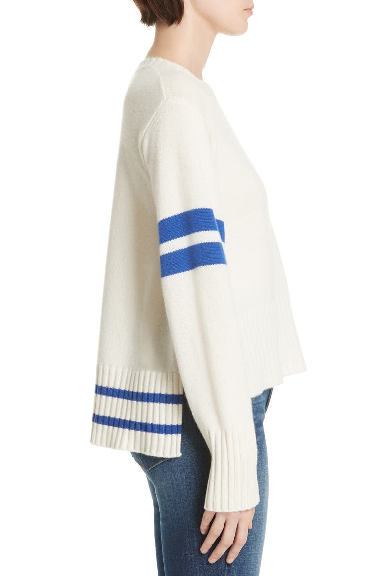 Stripe Cashmere Sweater, Alternate, color, IVORY- BLUE COMBO