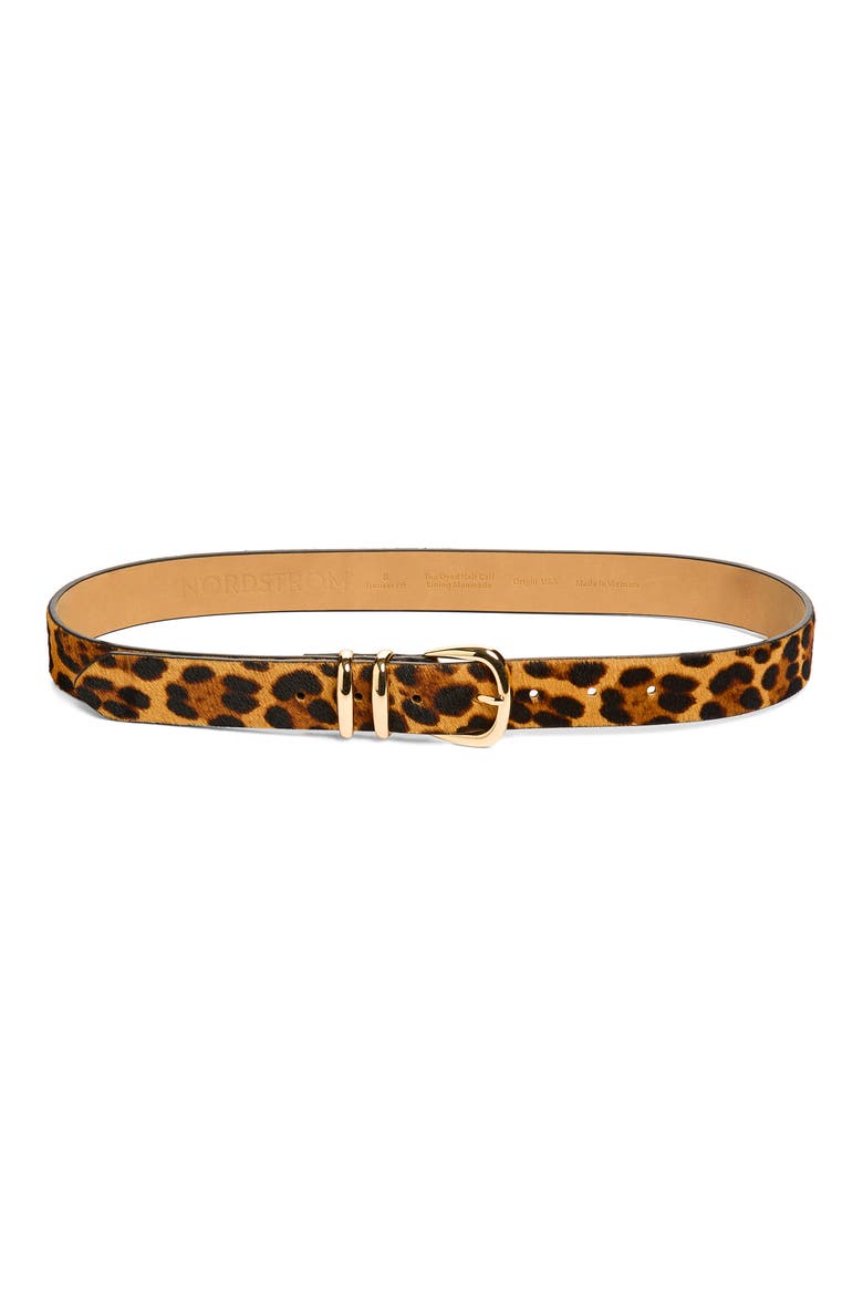 Angelique Genuine Calf Hair Leather Belt, Main, color, LEOPARD- GOLD