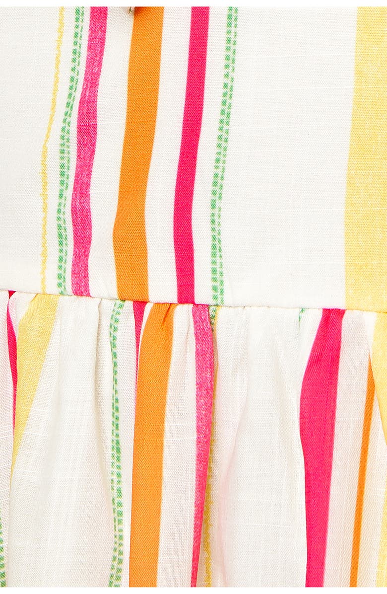 FLYING TOMATO Stripe Tie Front Tiered Maxi Dress, Alternate, color, Ivory Fuchsia