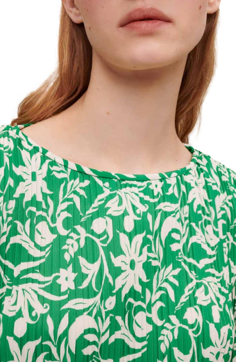 maje Rockiqua Floral Pleated Long Sleeve Dress, Alternate, color, Green