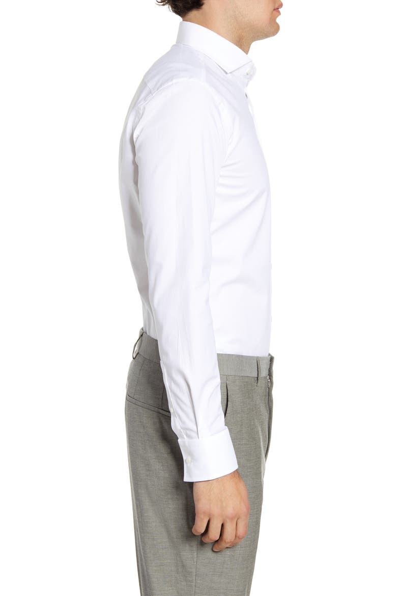 Slim Fit Solid Stretch Cotton Dress Shirt, Alternate, color, WHITE