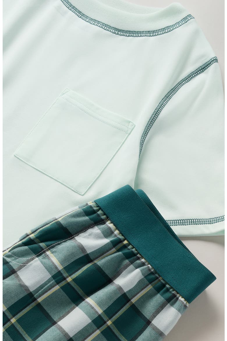 Kids' Pajama T-Shirt & Shorts Set, Alternate, color, MORNING MIST PLAID