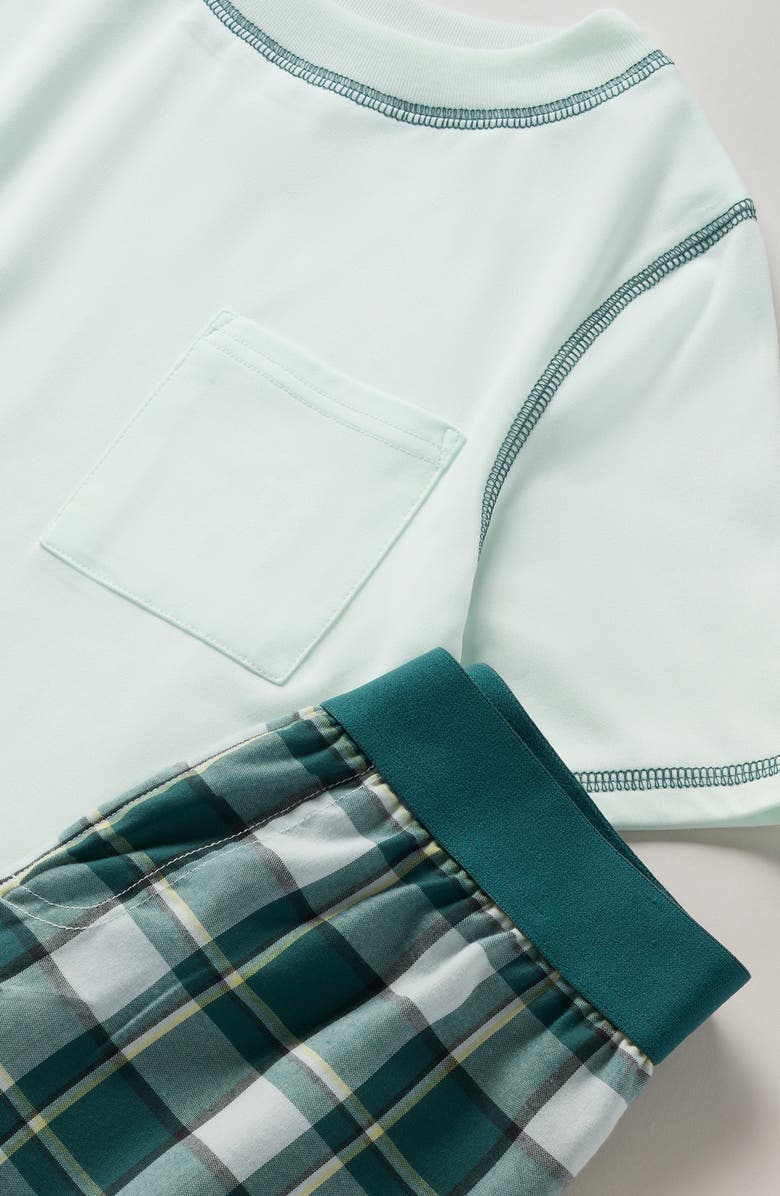 Nordstrom Kids' Pajama T-Shirt & Shorts Set, Alternate, color, Morning Mist Plaid