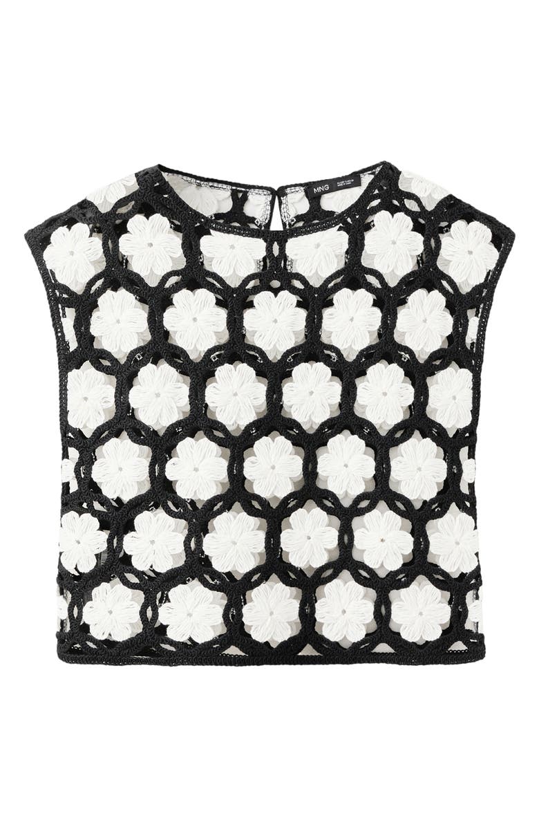 MANGO Flower Embellished Openwork Sweater, Alternate, color, 