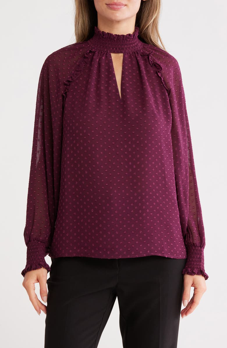 Gemma + Jane Smock Neck Top, Main, color, Fig