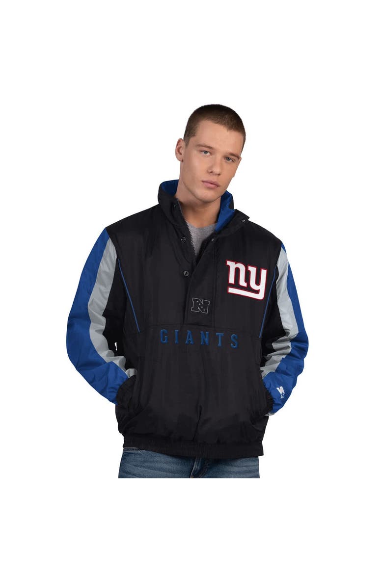 Men's Starter  Black New York Giants Thursday Night Gridiron Half-Zip Jacket, Main, color, Black