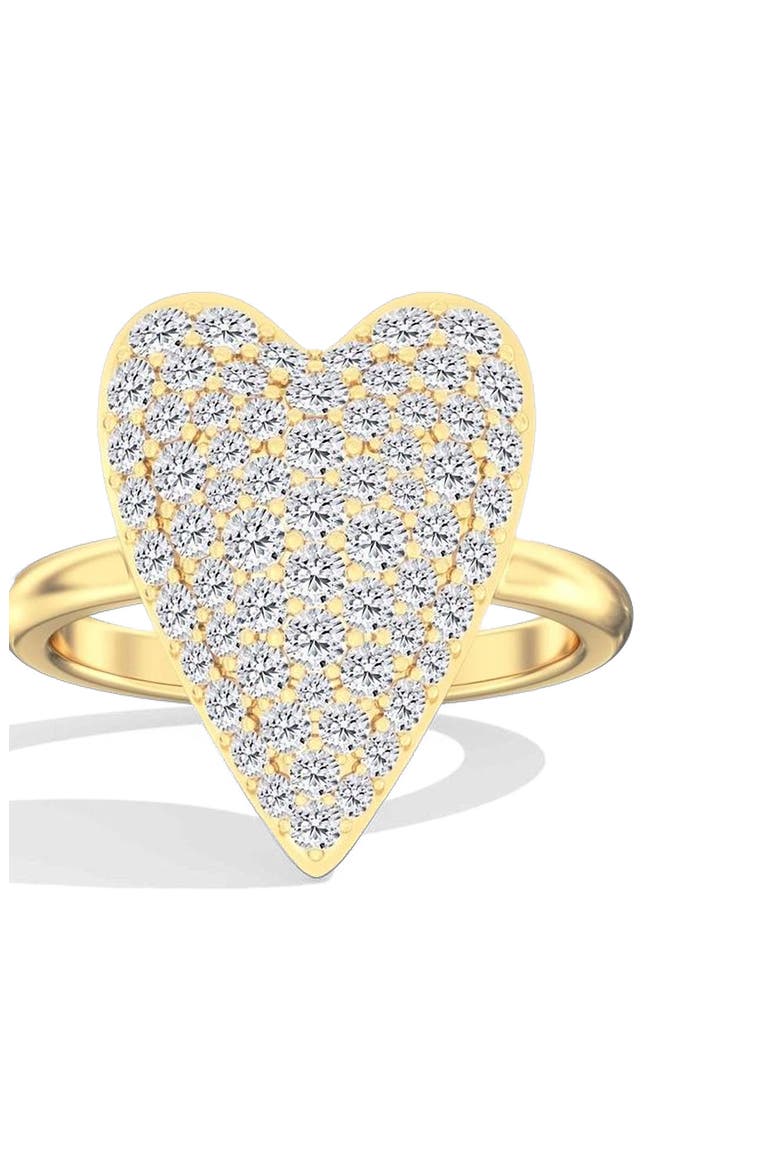 Domed Pavé Heart Lab Diamond Ring in 14K, Main, color, Yellow Gold