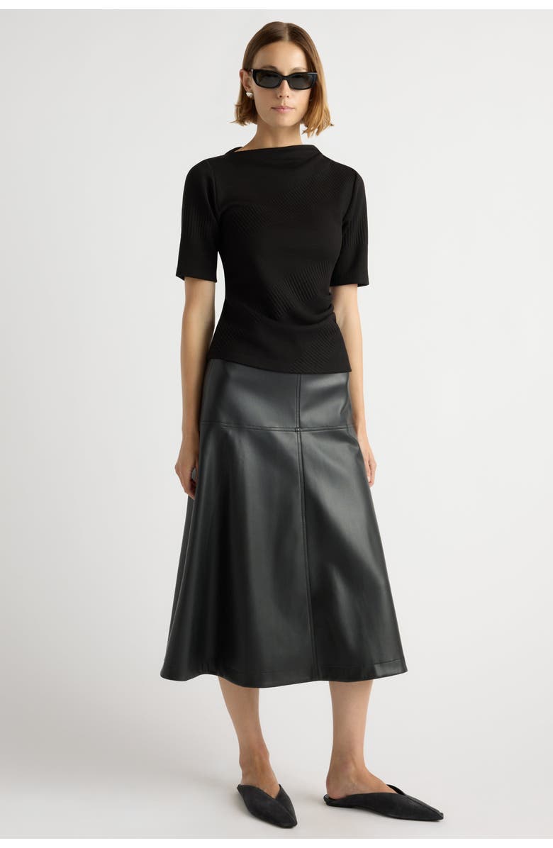 Modern Citizen Pauline Ribbed Asymmetric Neck Top, Alternate, color, Black