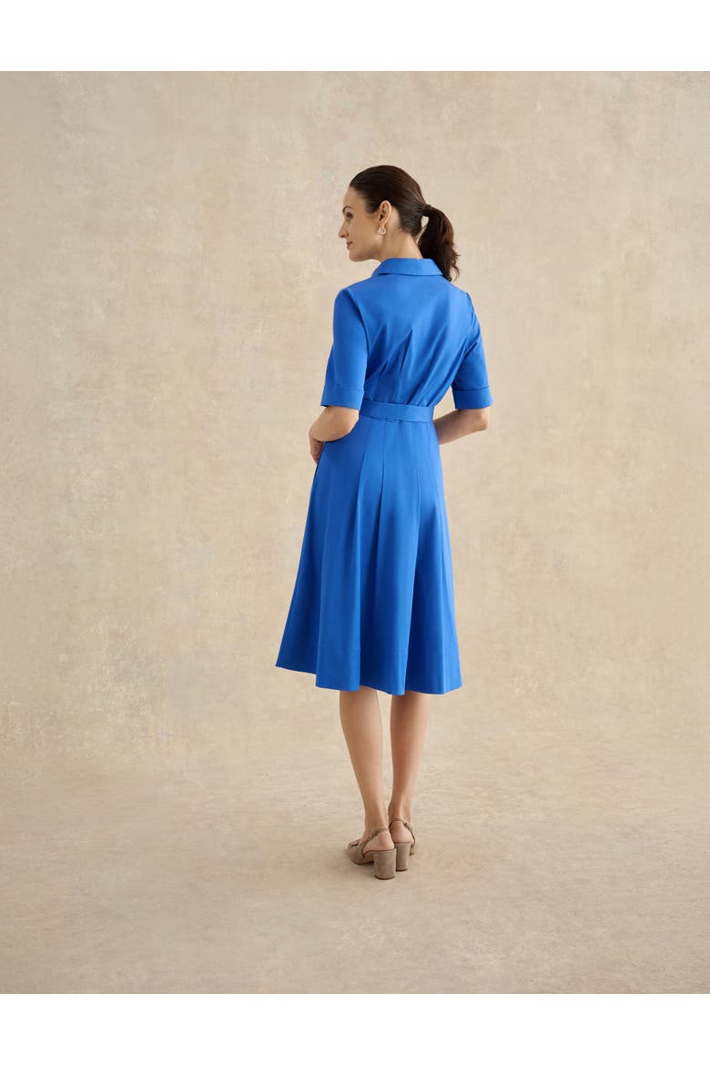 Brigitta Pleated Tie Belt Shirt Dress, Alternate, color, French Blue
