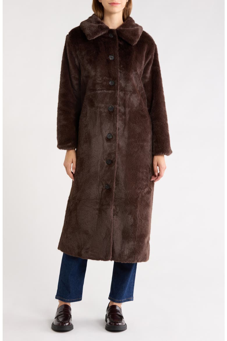 Tory Faux Fur Coat, Alternate, color, CHOCOLATE