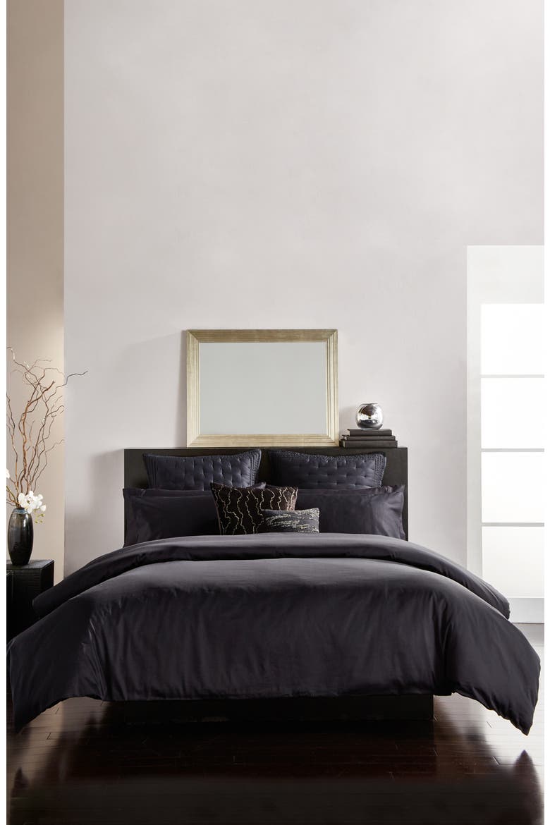 Indulgence Cotton & Silk Duvet Cover & Sham Set, Alternate, color, BLACK