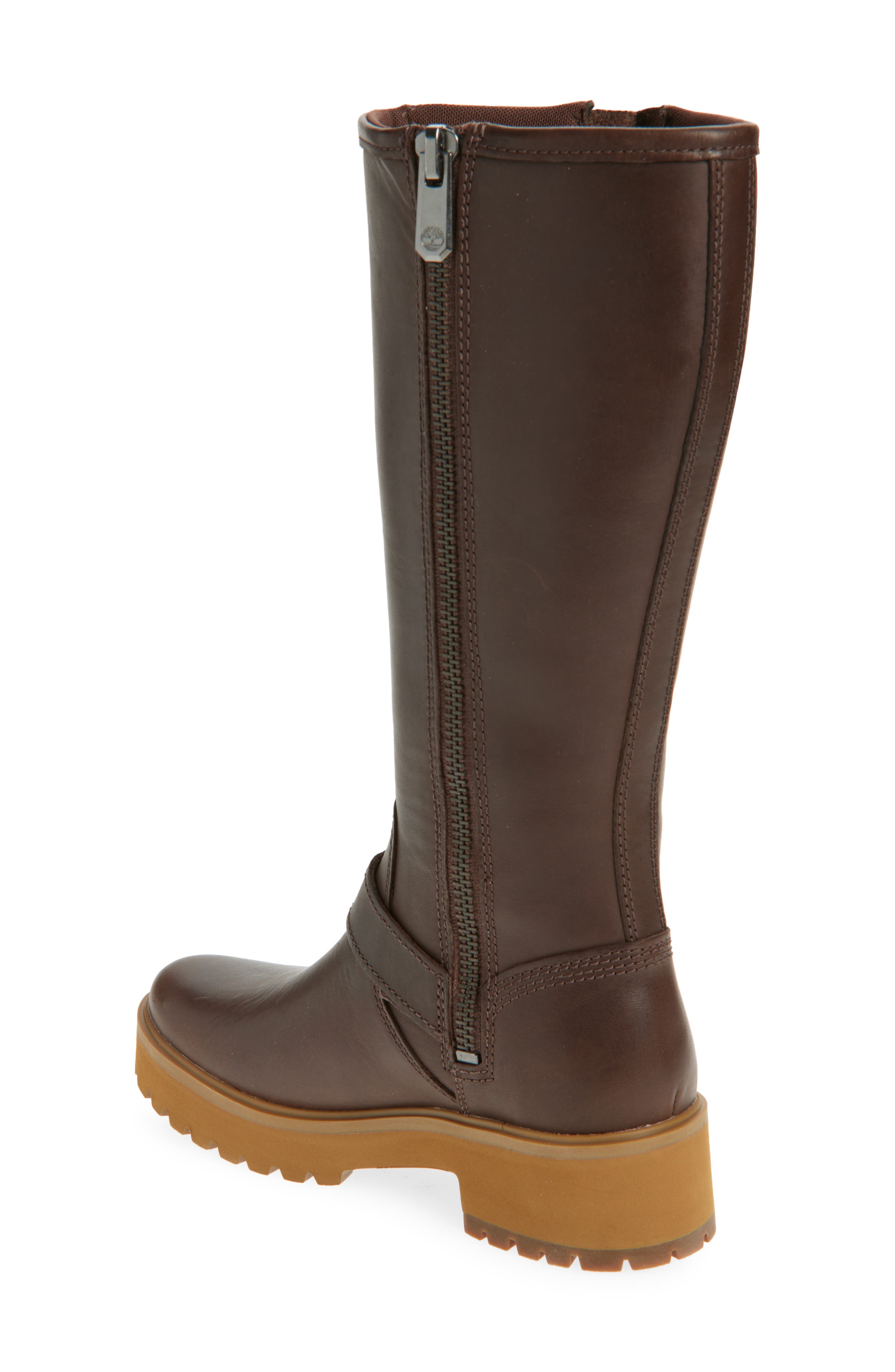 Timberland Carnaby Tall Zip Boot, Alternate, color, Dark Brown Grain