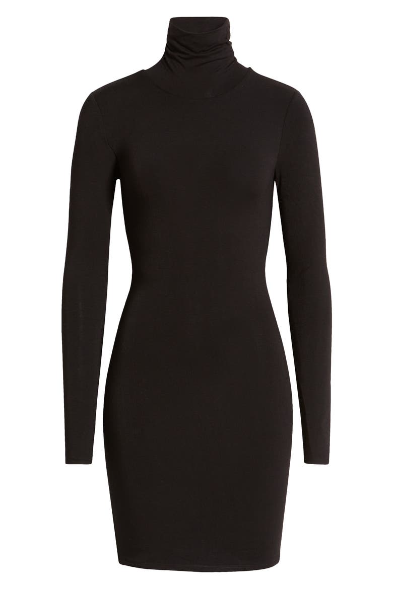 Scrunch Neck Minidress, Alternate, color, BLACK