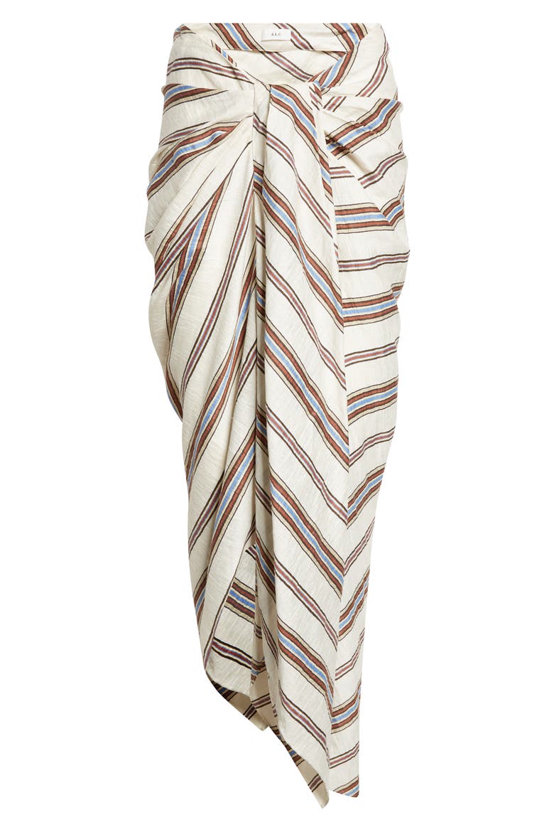 Rhodes Stripe Linen Blend Skirt, Alternate, color, PANNA MULTI