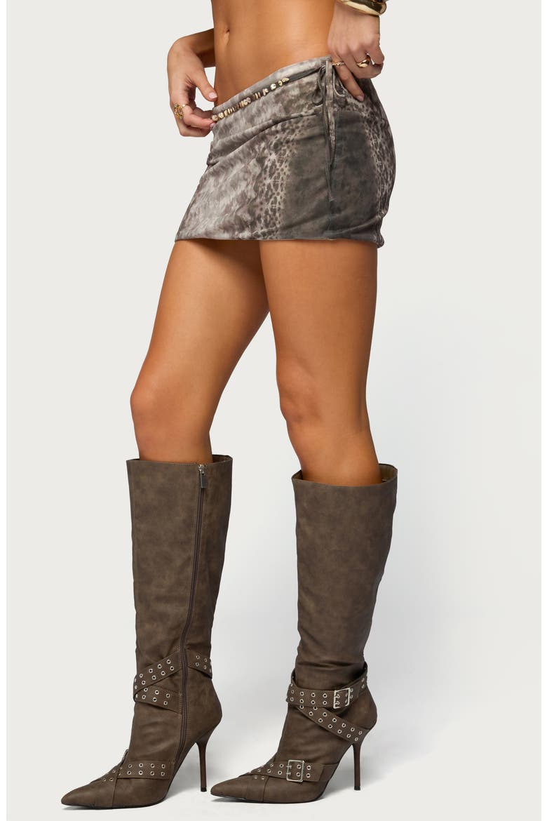Teresa Printed Mesh Miniskirt, Alternate, color, BROWN