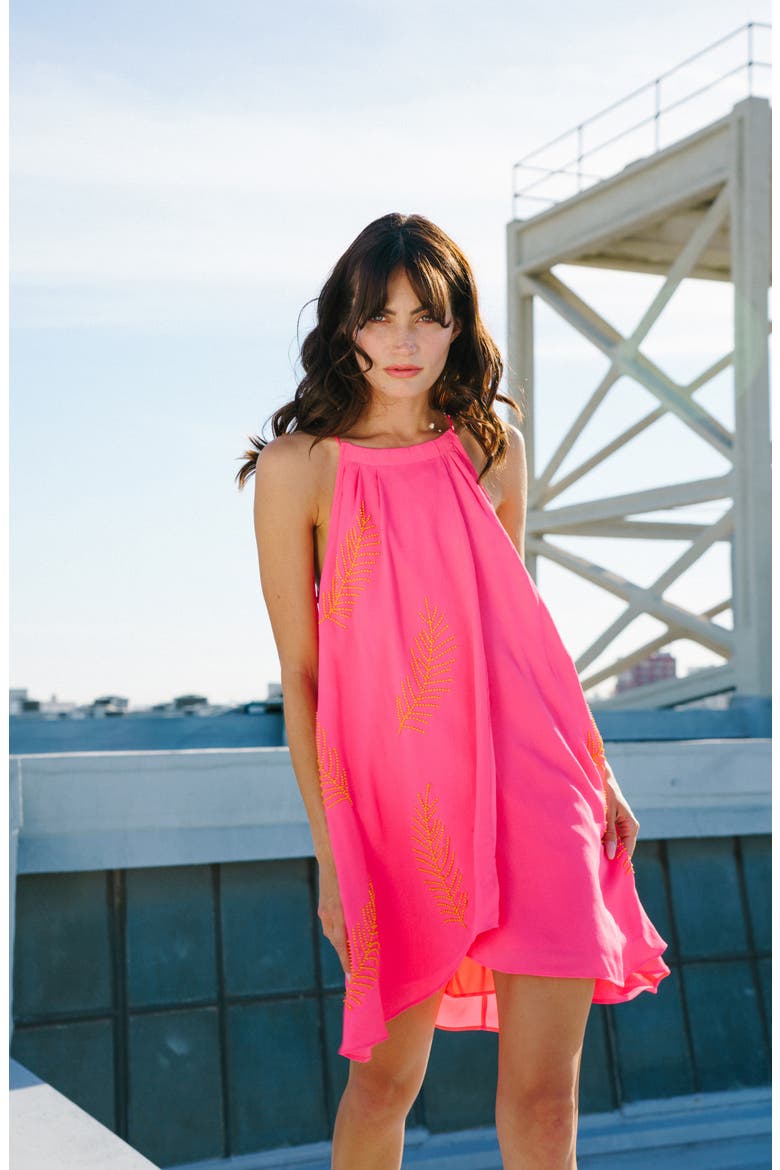 Joanna Beaded Palm Minidress, Alternate, color, PINK