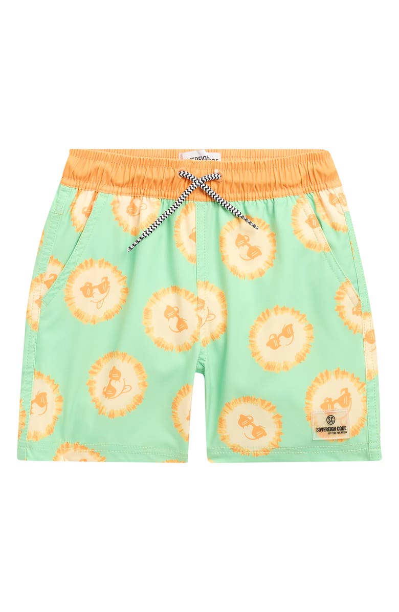 Sovereign Code Kids' Bali Swim Trunks, Main, color, Summer Green / Sunny Spirit