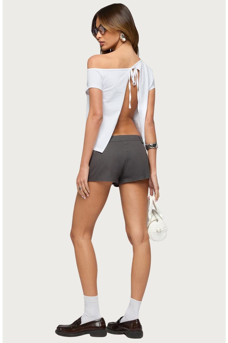 Off the Shoulder Split Open Back Top, Alternate, color, WHITE