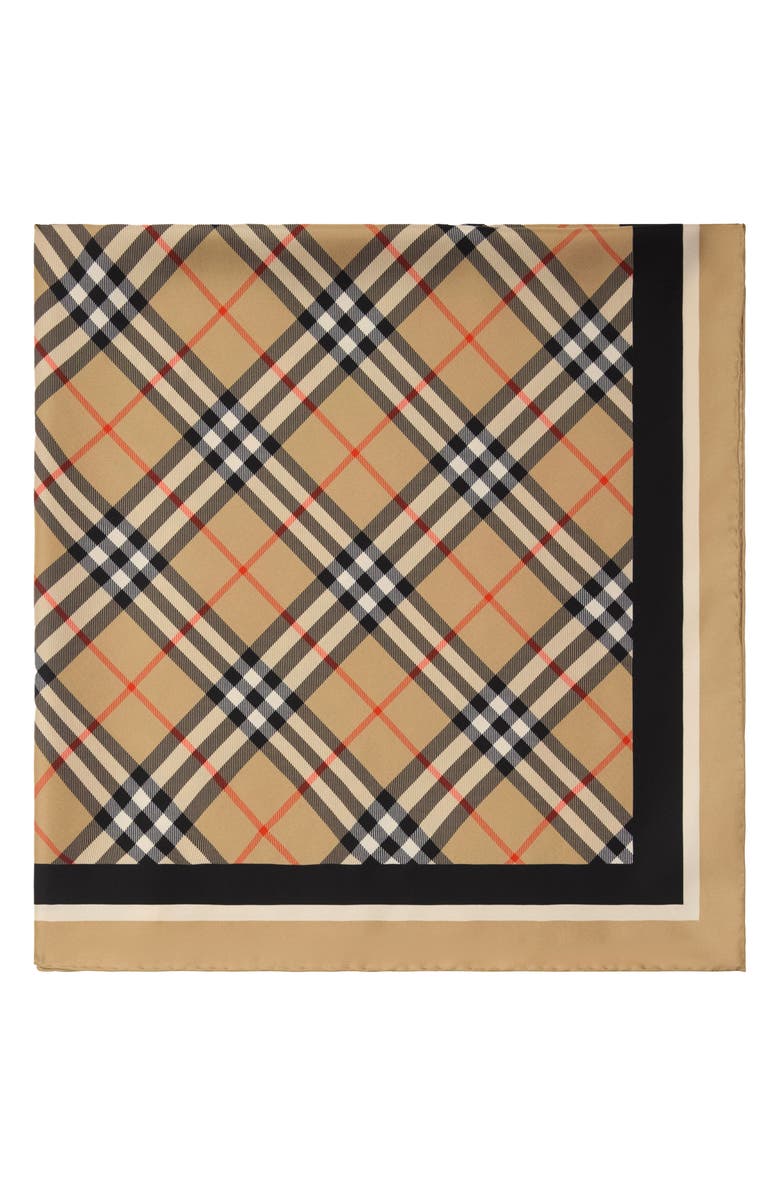 Burberry Medium Check EKD Stamp Square Silk Twill Scarf, Alternate, color,