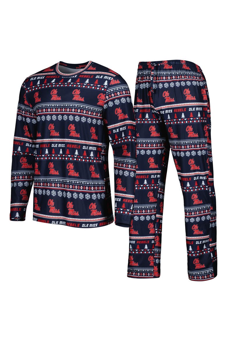 Men's Concepts Sport Navy Ole Miss Rebels Swivel Long Sleeve T-Shirt & Pants Sleep Set, Main, color, Navy