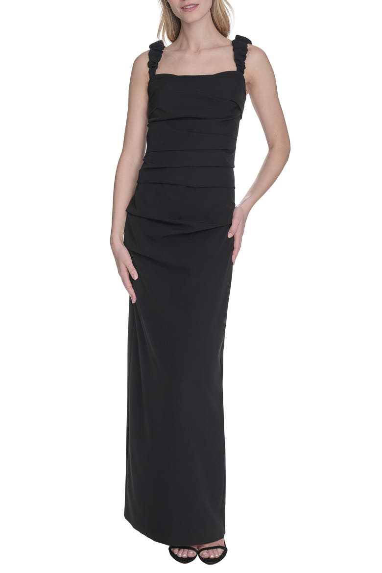Laguna Ruched Sheath Gown, Main, color, BLACK