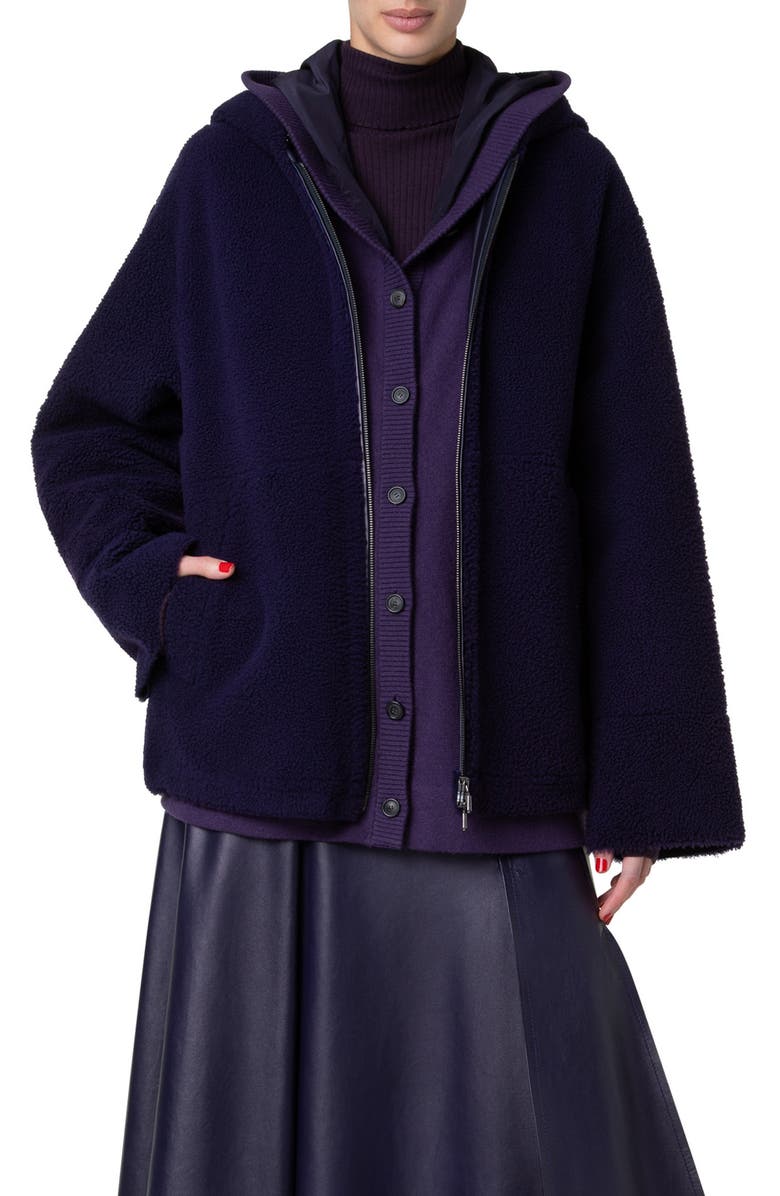 Akris Yoshua Oversize Genuine Shearling Hooded Jacket, Main, color,