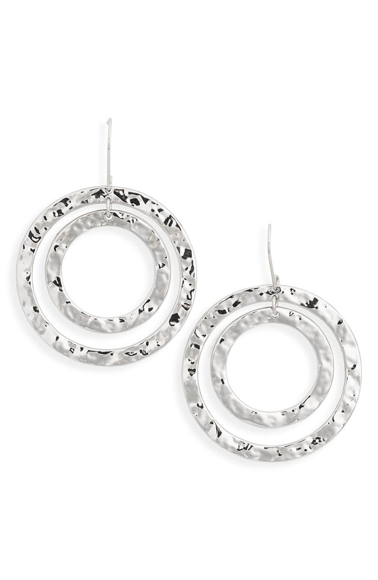 NORDSTROM RACK Large Hammered Orbital Hoop Earrings, Main, color, Silver