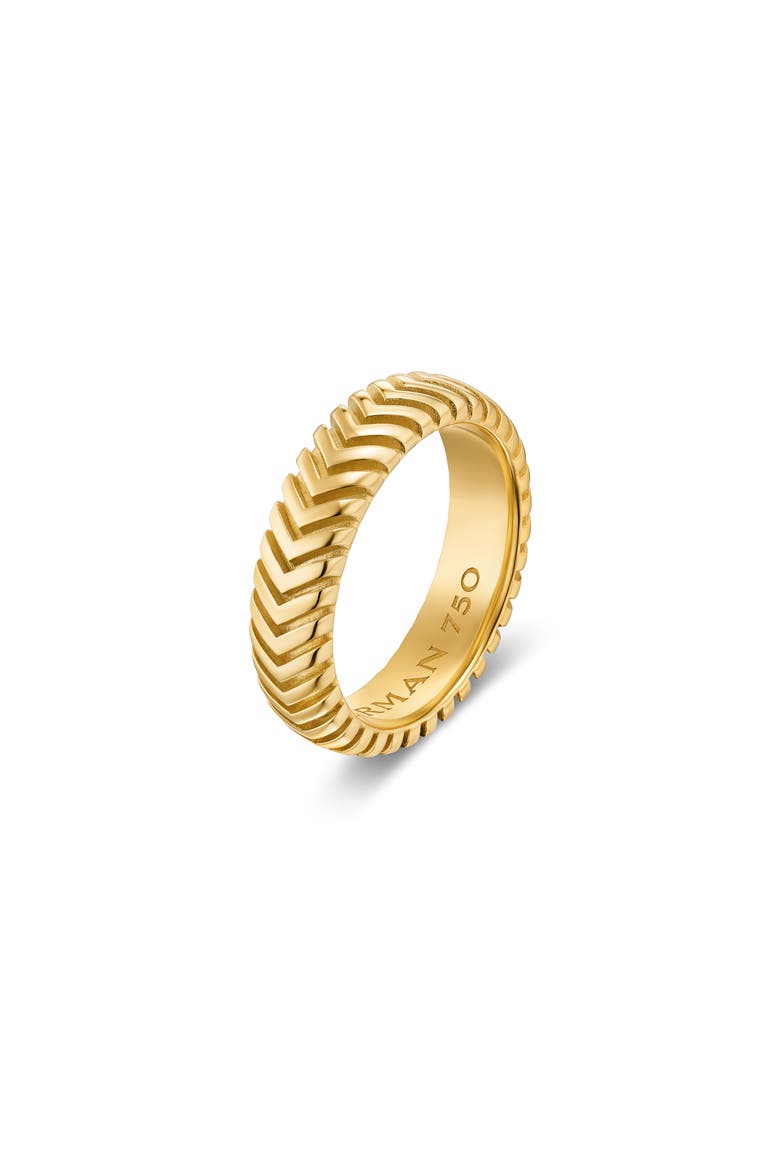Men's Chevron Band Ring in 18K Yellow Gold, 6mm, Alternate, color, GOLD