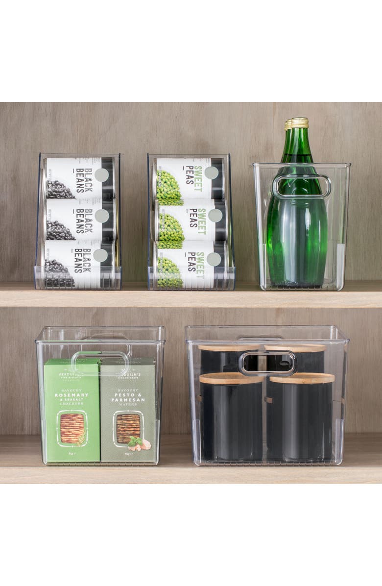 mDesign Plastic Kitchen Storage Organizer Bins for Pantry, Fridge, or Freezer Organization - Cabinet Organizer Holder for Canned Food, Soup Can, Soda or Water Bottle, Ligne Collection, 4 Pack, Clear, Alternate, color, 