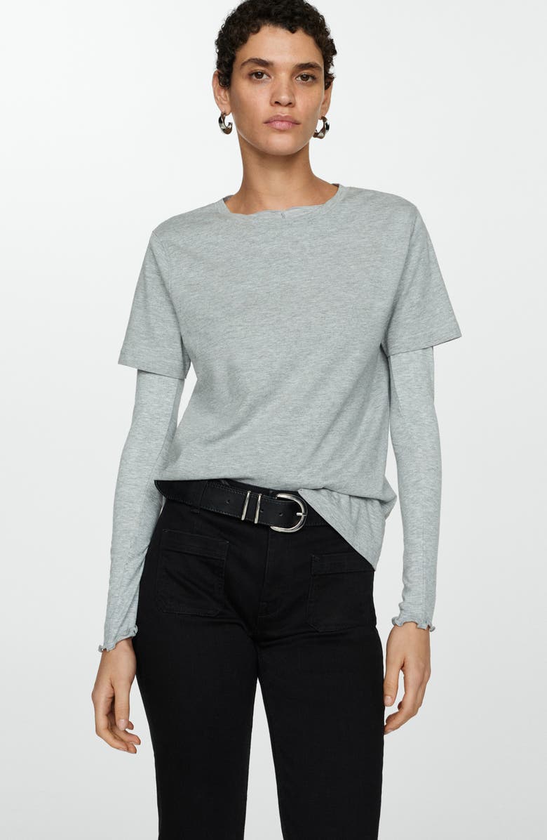 MANGO Alex Raw Hem Patch Pocket Crop Flare Jeans, Alternate, color, 