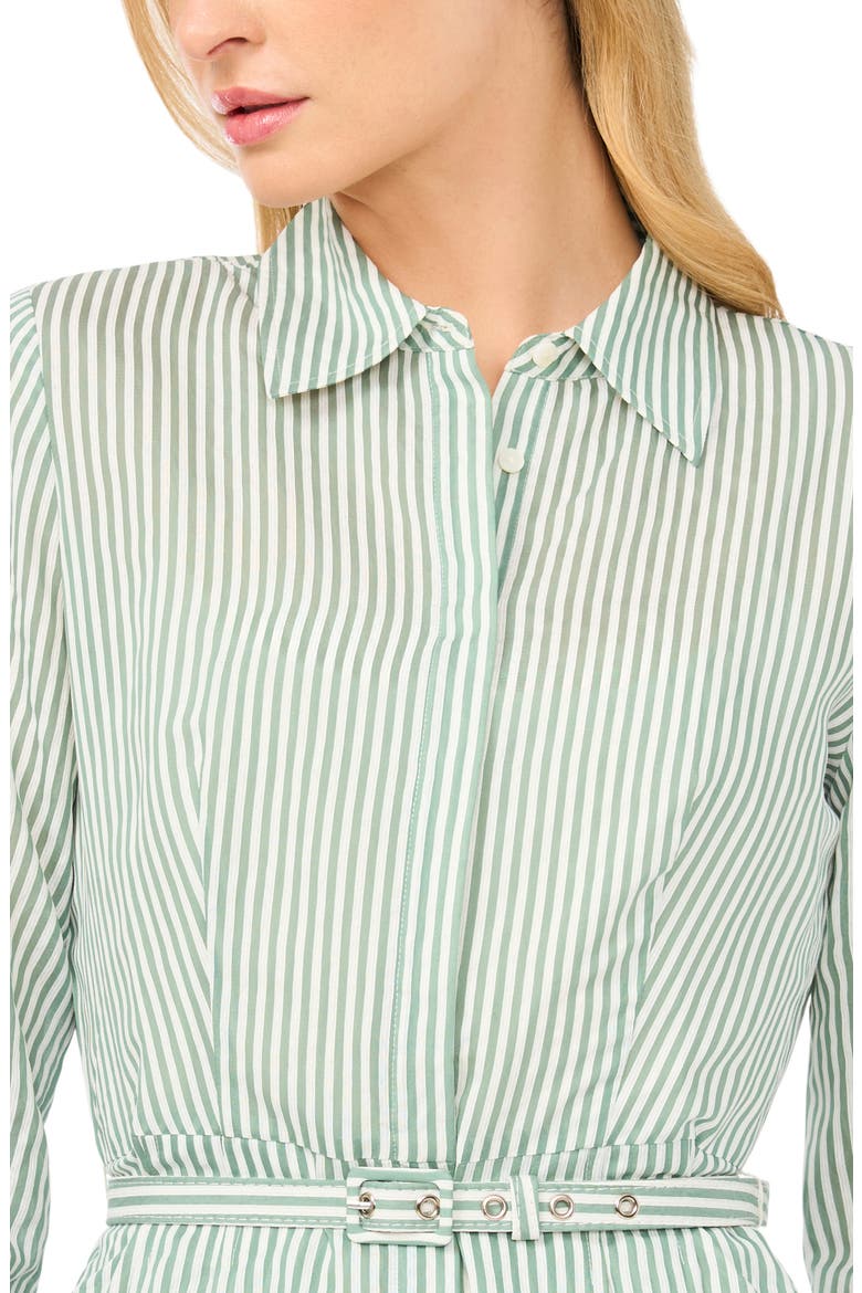 Lynn Vertical Stripe Button-Up Midi Shirtdress, Alternate, color, FAIRWAY