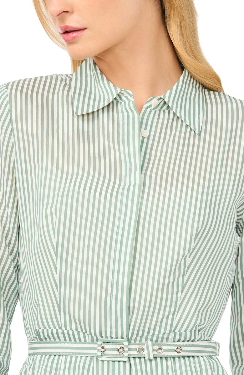 Ted Baker Lynn Vertical Stripe Button-Up Midi Shirtdress, Alternate, color, Fairway