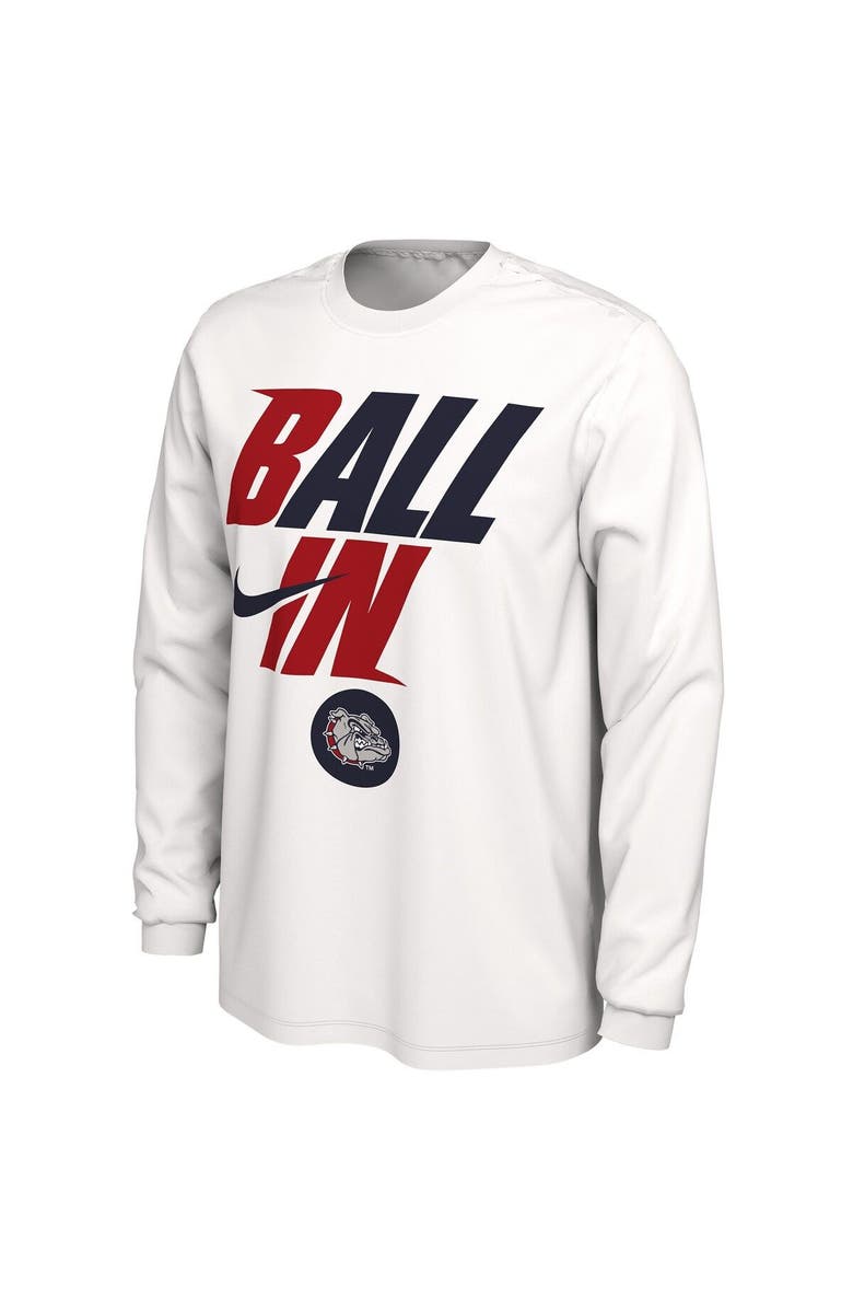Nike Men's Nike White Gonzaga Bulldogs Ball In Bench Long Sleeve T-Shirt, Alternate, color, 