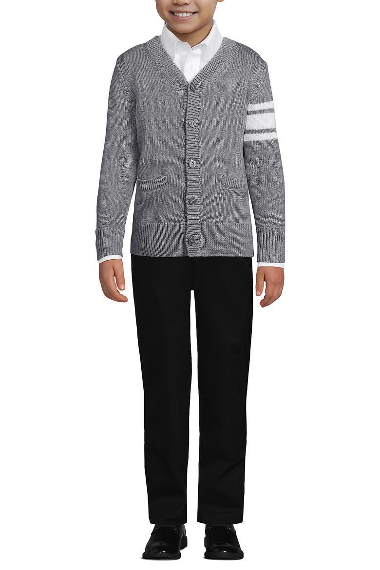 School Uniform Kids Legacy Varsity Cardigan, Alternate, color, Varsity Stripe/Pewter Heather