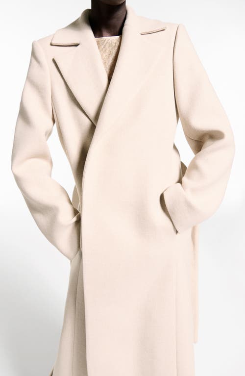 MANGO MANGO DOLCE WOOL BLEND WRAP COAT WITH REMOVABLE FAUX FUR COLLAR 