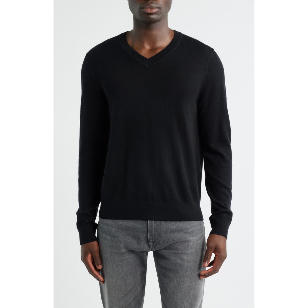 Nordstrom Merino Wool V-neck Sweater In Black