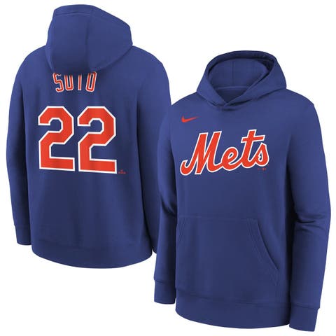 Youth Nike Juan Soto Royal New York Mets Name & Number Performance Pullover Hoodie